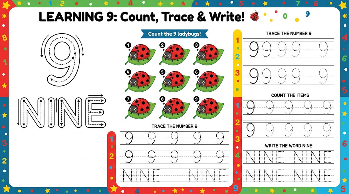 Dotted Lines Number Tracing Workbook – Preschool & Kindergarten PDF Worksheets