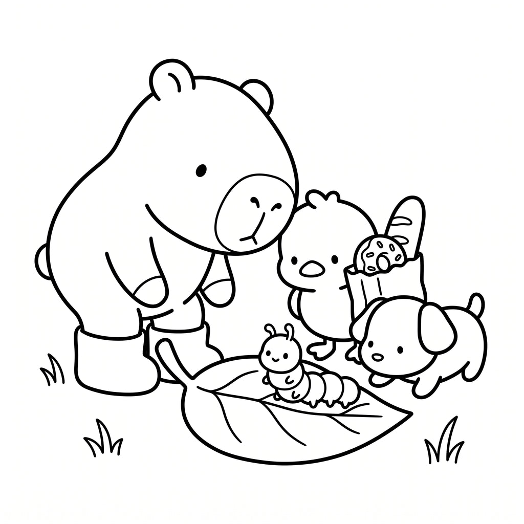 Capybara & Friends Coloring Book for Kids – Printable PDF | Instant Download