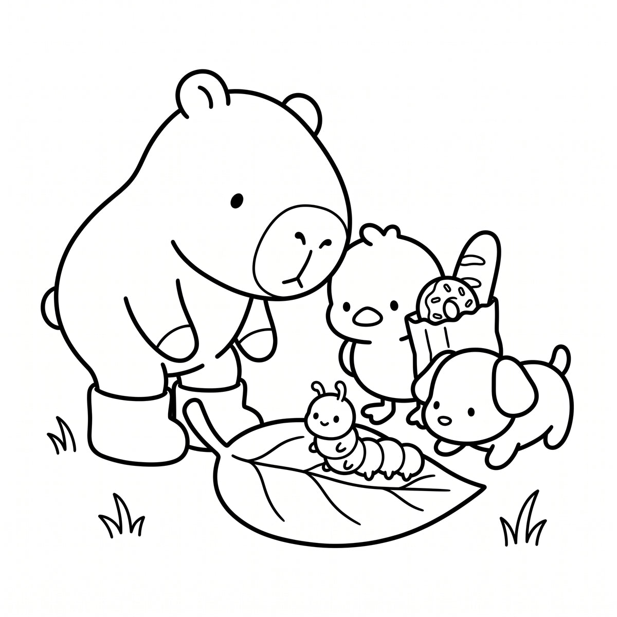 Capybara & Friends Coloring Book for Kids – Printable PDF | Instant Download