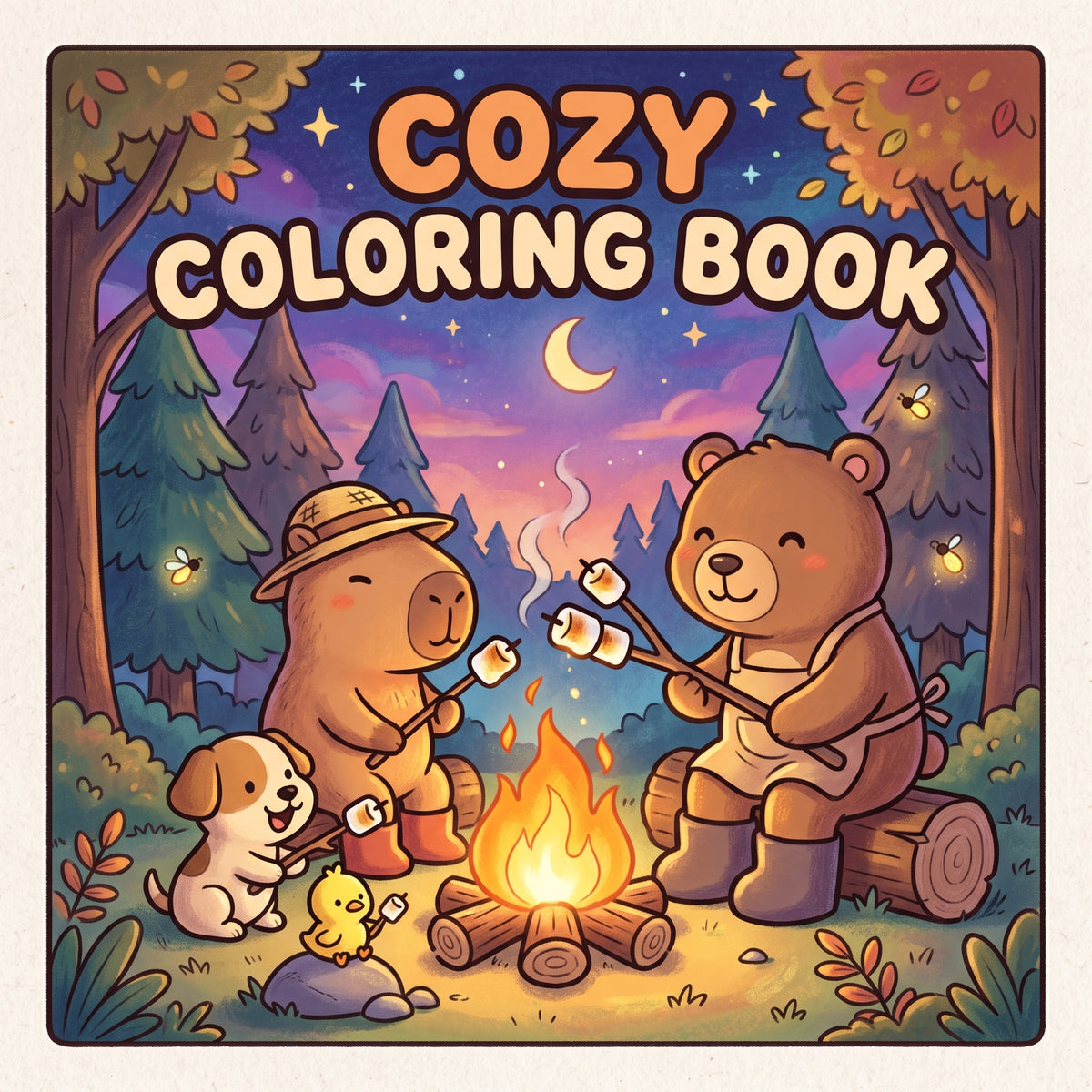 Capybara & Friends Coloring Book for Kids – Printable PDF | Instant Download