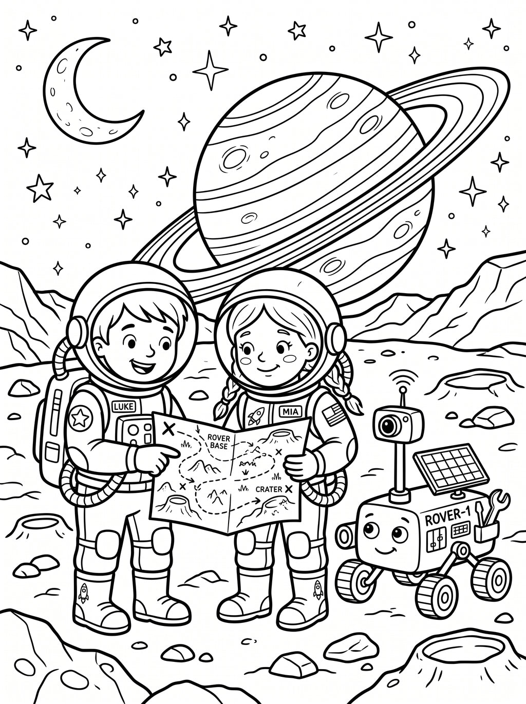 Space Coloring Book for Kids – Printable PDF | Astronauts & Planets
