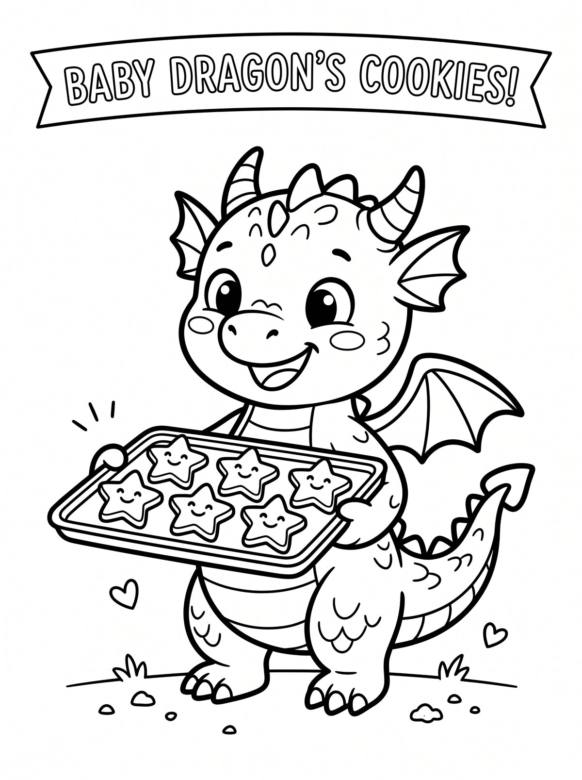 Baby Dragon Coloring Book for Kids – Printable PDF | Instant Download