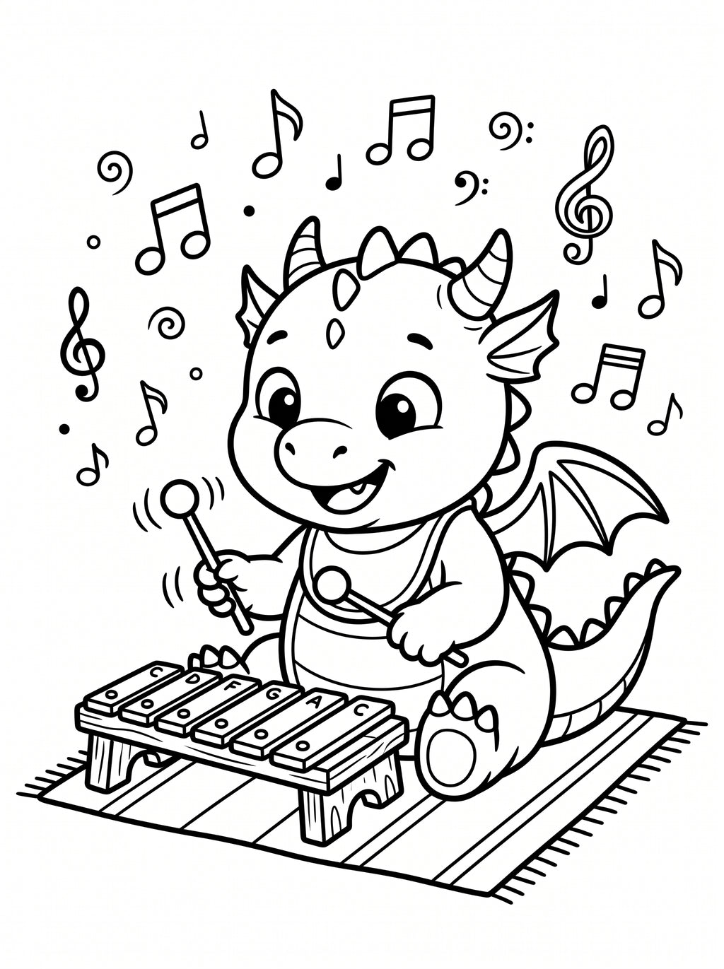 Baby Dragon Coloring Book for Kids – Printable PDF | Instant Download