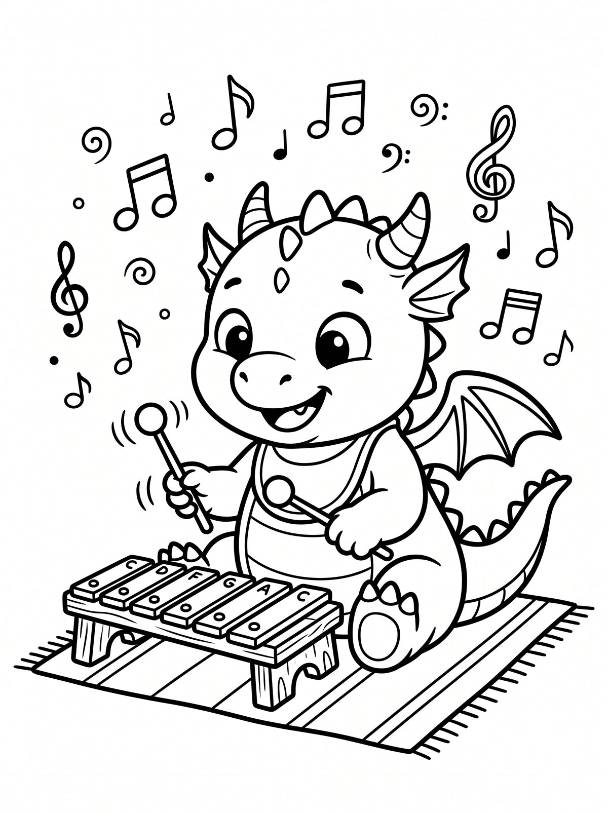 Baby Dragon Coloring Book for Kids – Printable PDF | Instant Download