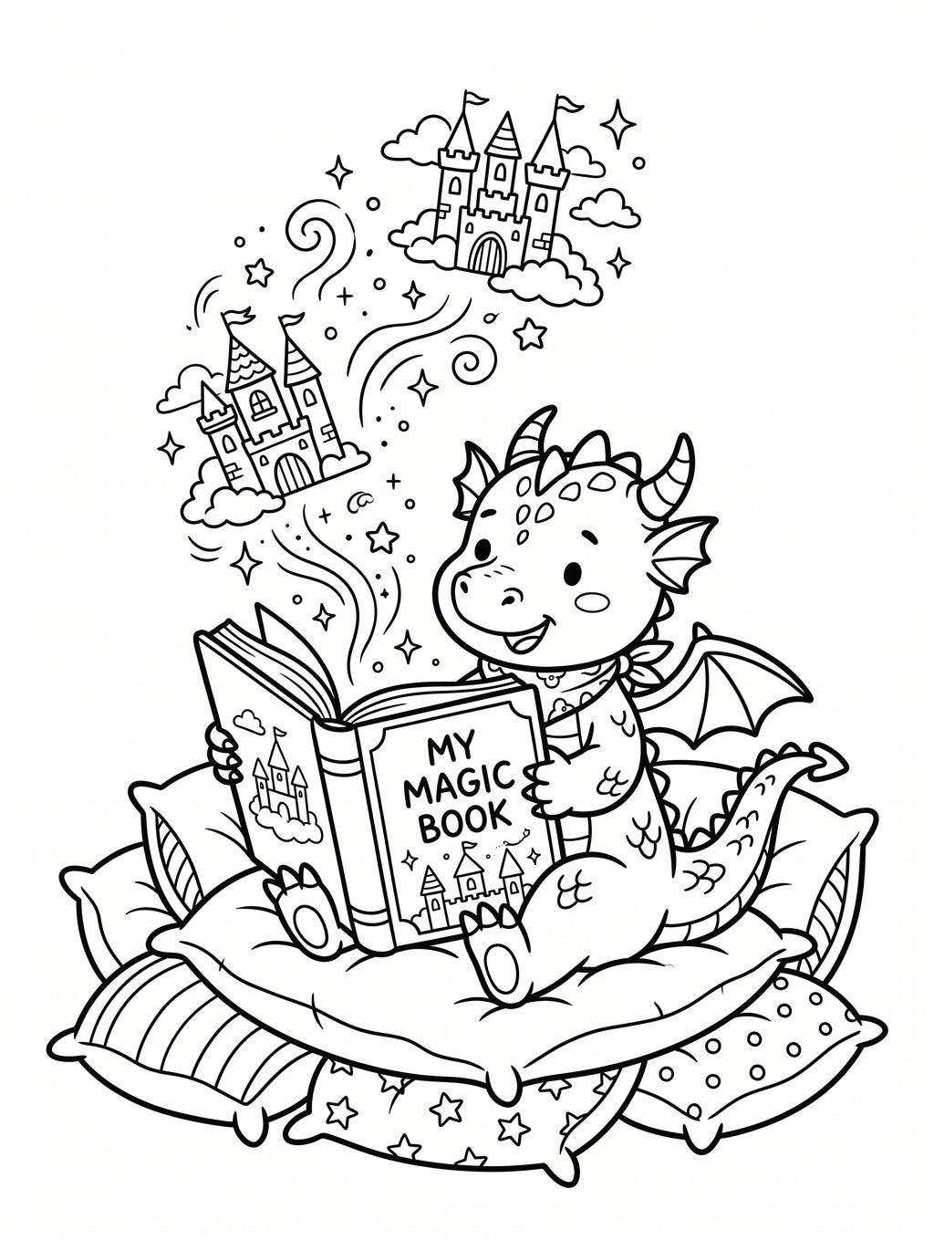 Baby Dragon Coloring Book for Kids – Printable PDF | Instant Download