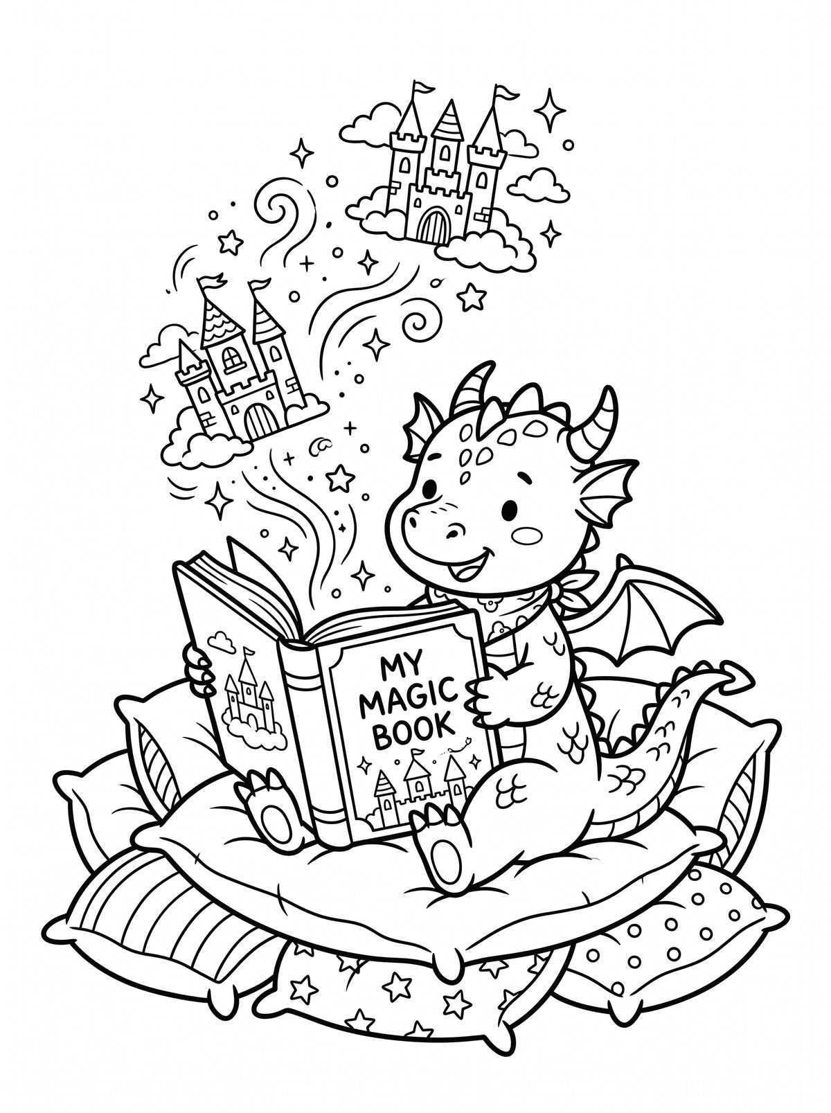 Baby Dragon Coloring Book for Kids – Printable PDF | Instant Download
