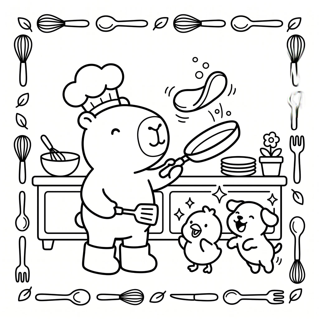 Capybara & Friends Coloring Book for Kids – Printable PDF | Instant Download
