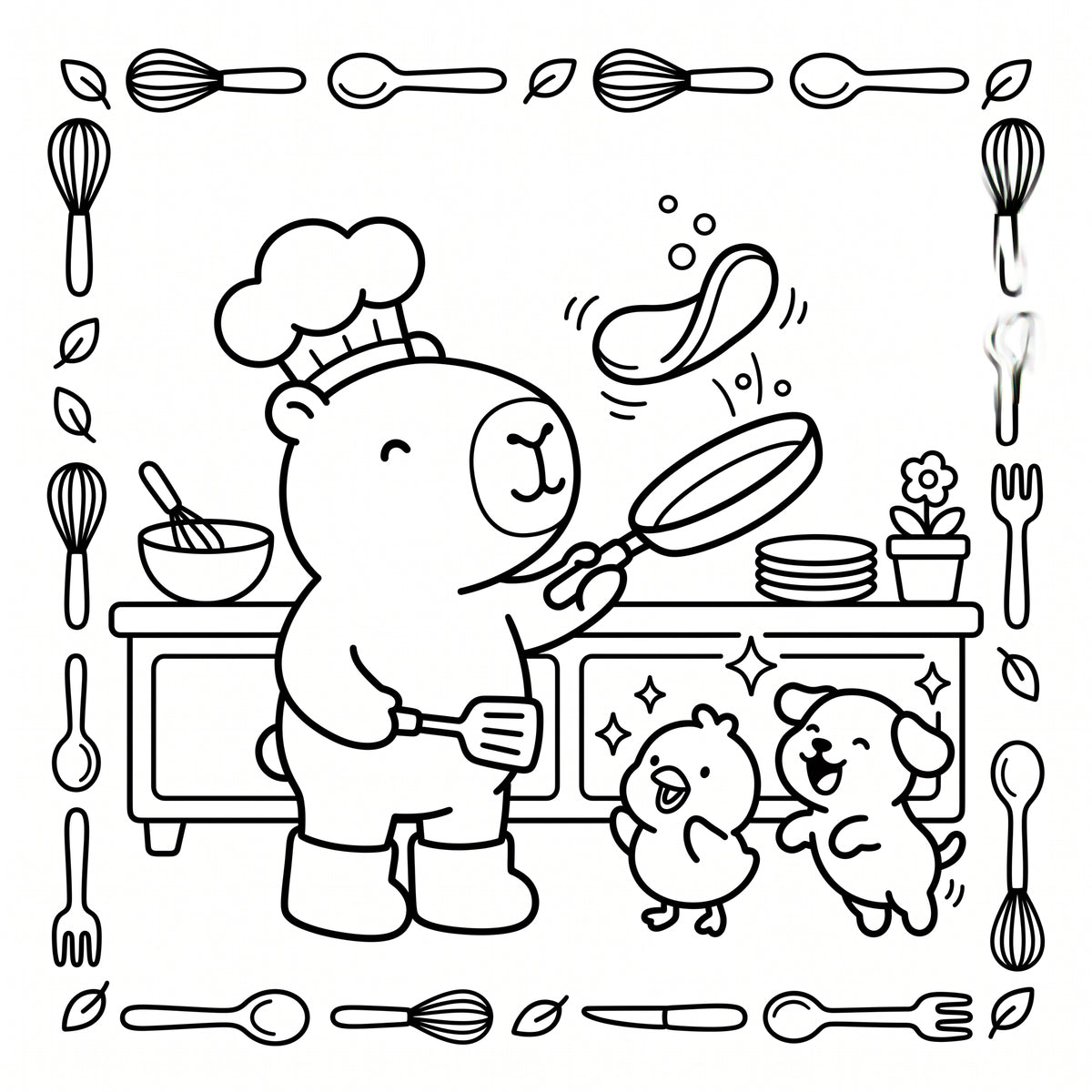Capybara & Friends Coloring Book for Kids – Printable PDF | Instant Download