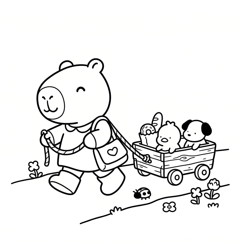 Capybara & Friends Coloring Book for Kids – Printable PDF | Instant Download