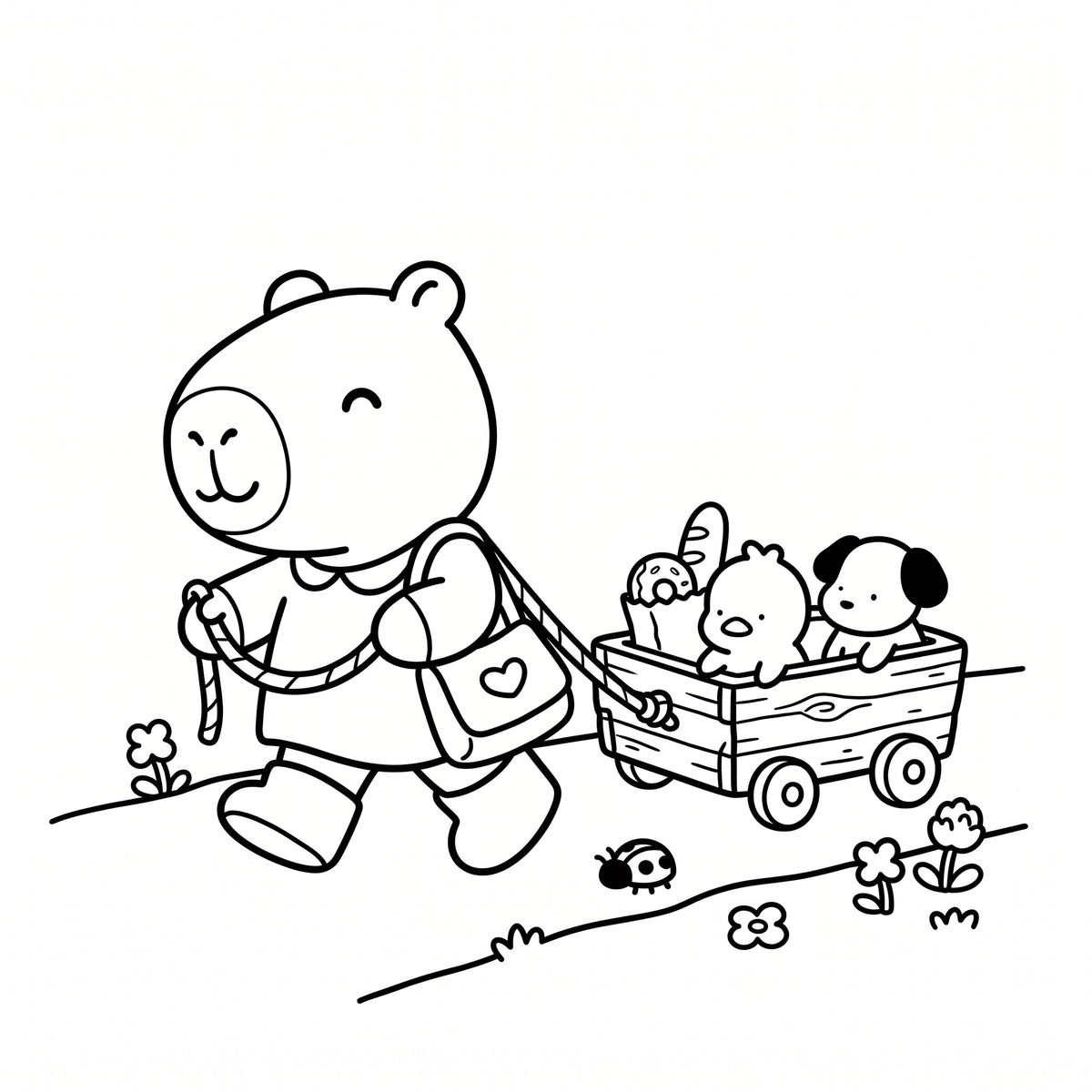 Capybara & Friends Coloring Book for Kids – Printable PDF | Instant Download