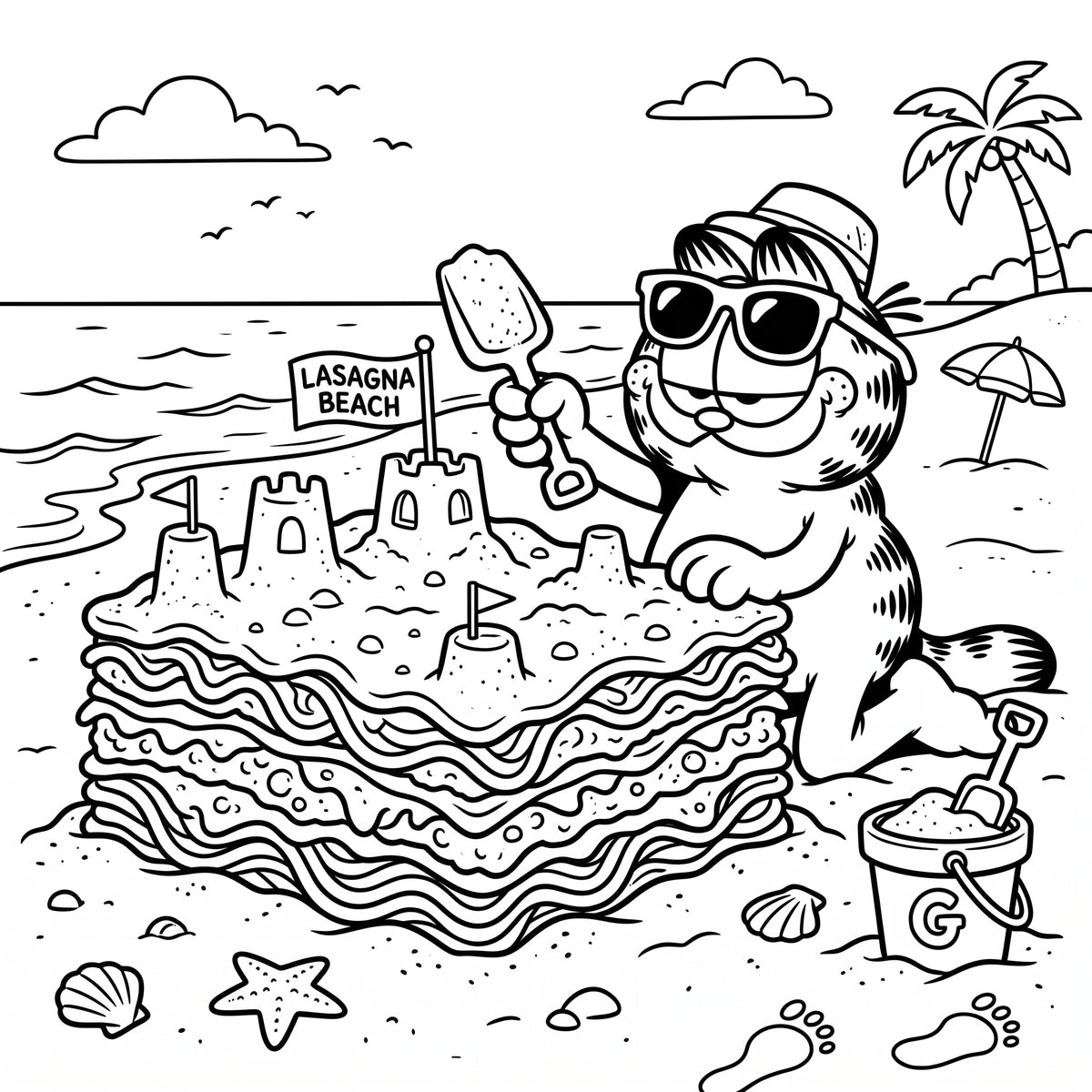 Cat Summer Coloring Book for Kids – Printable PDF | Instant Download