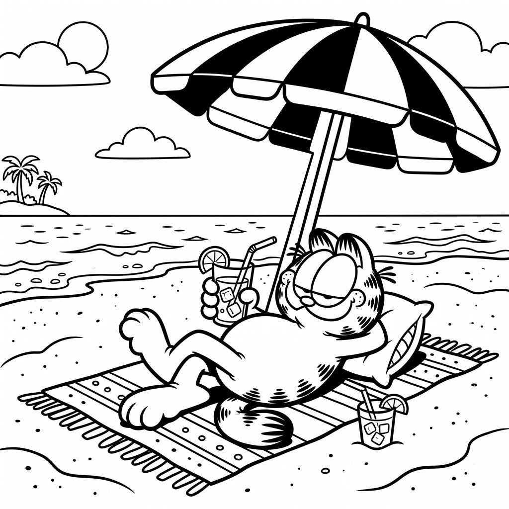 Cat Summer Coloring Book for Kids – Printable PDF | Instant Download