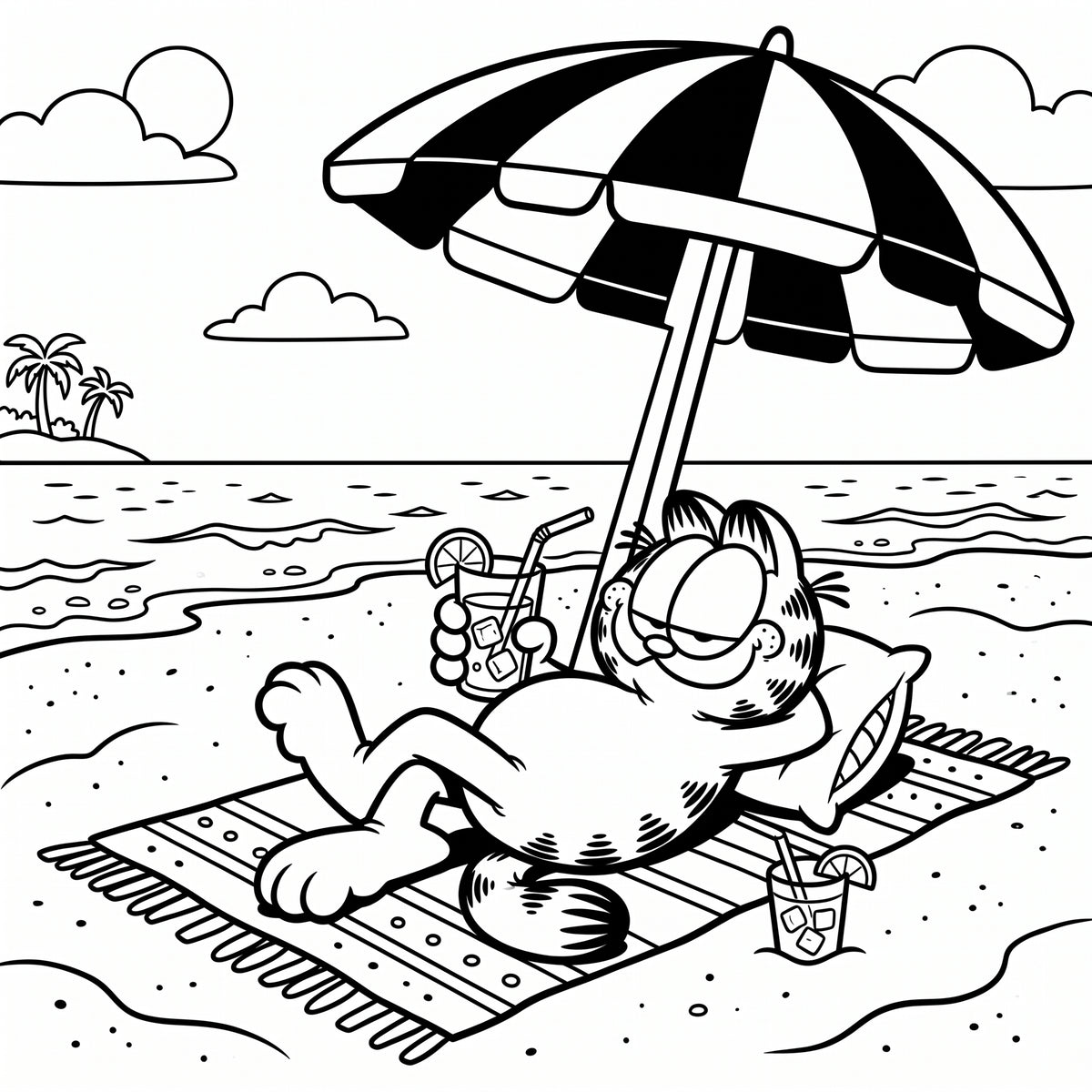 Cat Summer Coloring Book for Kids – Printable PDF | Instant Download