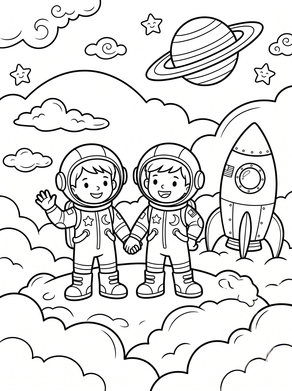 Space Coloring Book for Kids – Printable PDF | Astronauts & Planets
