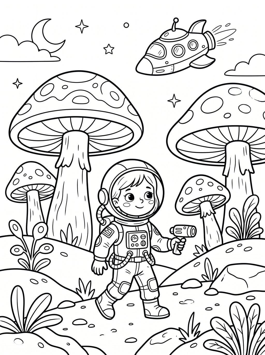 Space Coloring Book for Kids – Printable PDF | Astronauts & Planets