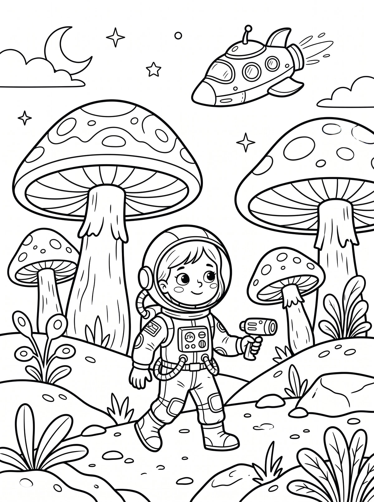 Space Coloring Book for Kids – Printable PDF | Astronauts & Planets